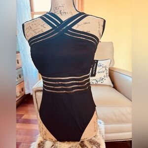Kenneth Cole Black Tummy-Toning One-Piece NWT